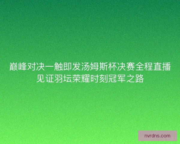 巅峰对决一触即发汤姆斯杯决赛全程直播见证羽坛荣耀时刻冠军之路 巅峰对决一触即发汤姆斯杯决赛全程直播见证羽坛荣耀时刻冠军之路
