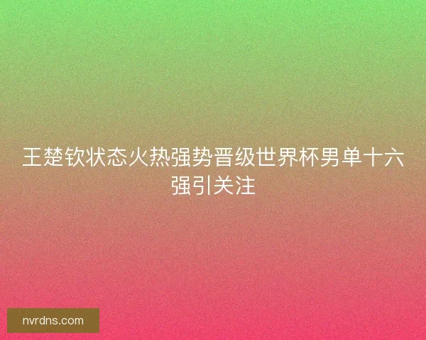 王楚钦状态火热强势晋级世界杯男单十六强引关注